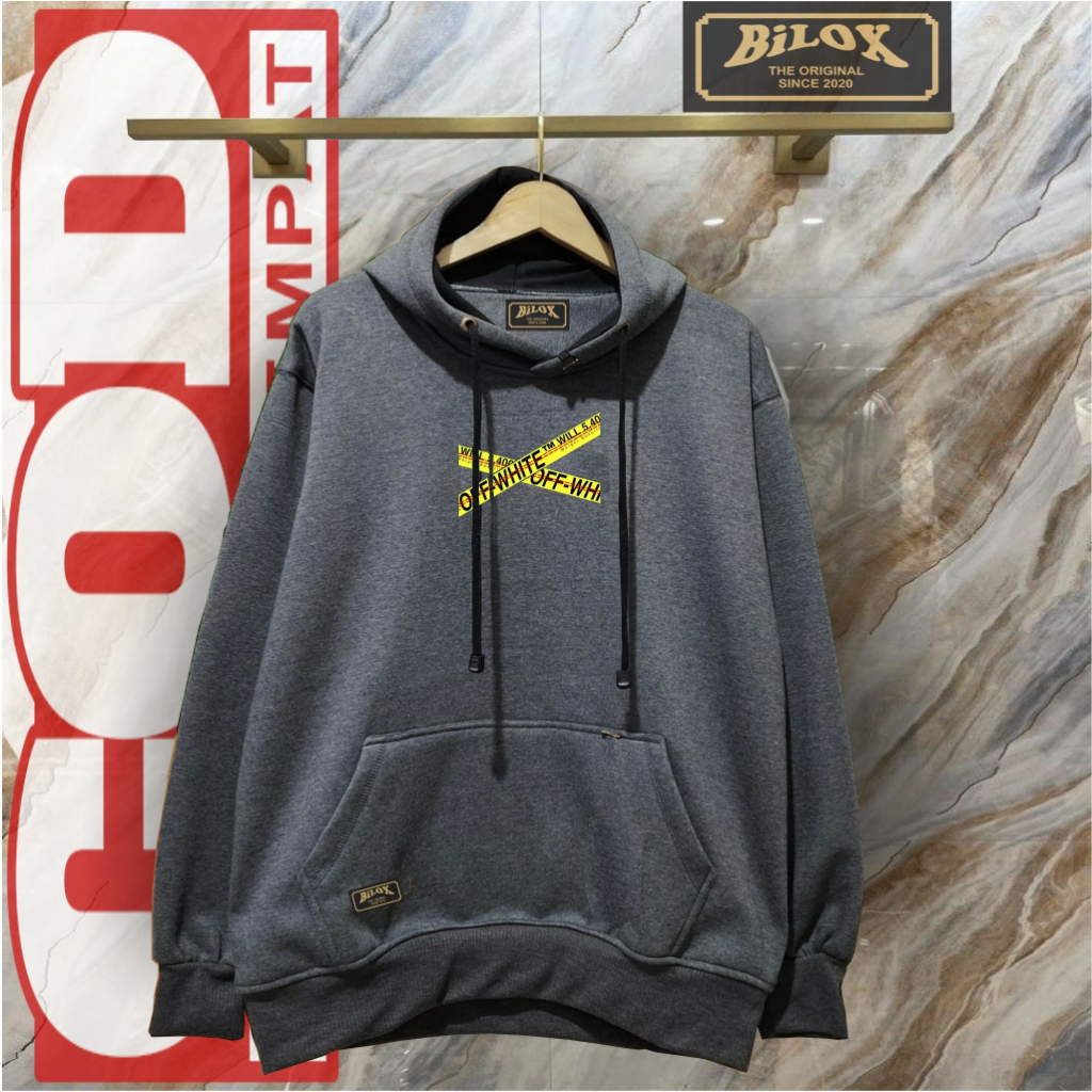 OFF WHITE Sweater Hoodie Jumper Premium Distro Bahan Tebal Unisex ( Pria Wanita )Oversize M - XXL