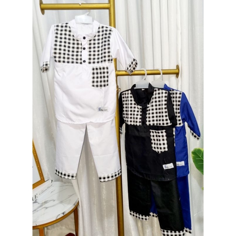 SETELAN KOKO ANAK LAKI MOTIF KOMBINASI KOTAK/KOKO ANAK MUSLIM/KOKO ANAK STELAN MURAH