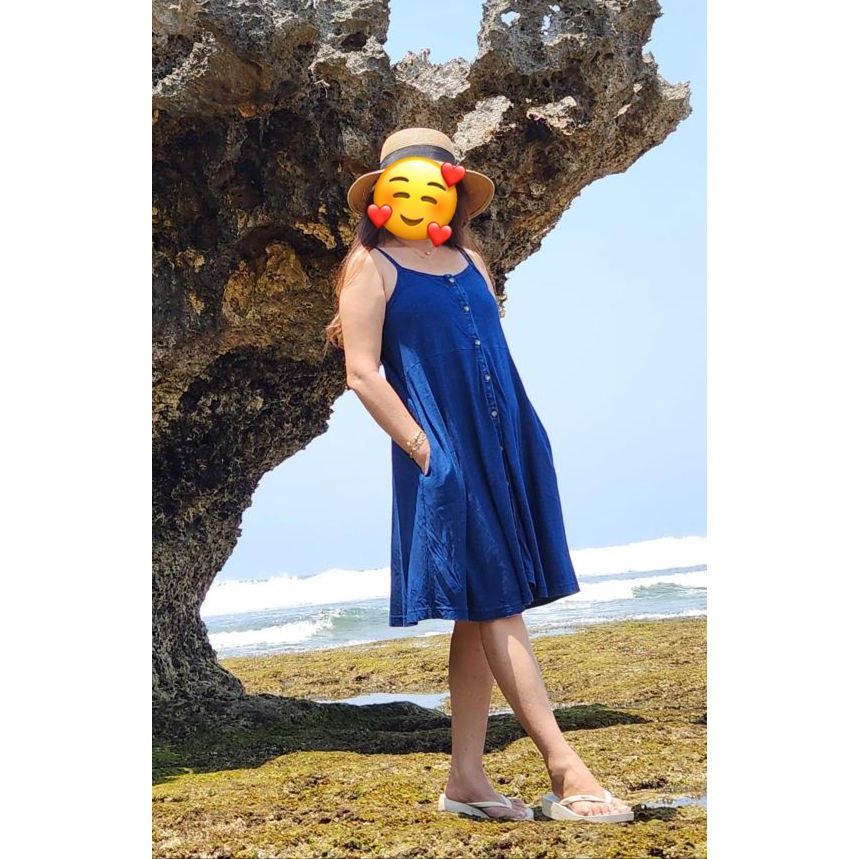 PRELOVED DENIM DRESS / MIDI DRESS JEANS BLUE / TERUSAN PANJANG BIRU WANITA