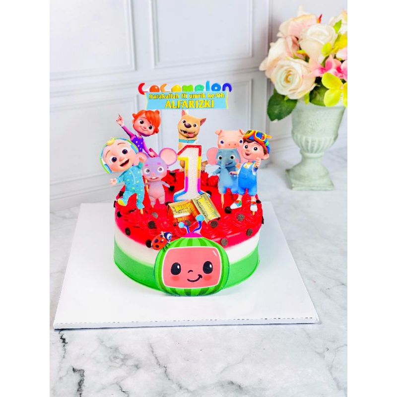 

kue ulang tahun anak birthday cocomelon topper cake