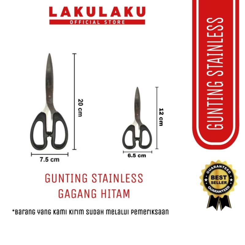 

LAKULAKU Gunting Stainless Steel Gagang Hitam Besar Kecil