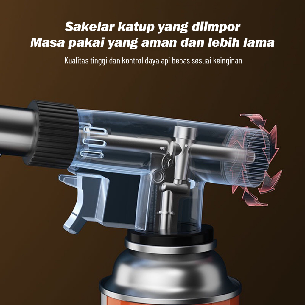 Portable Kepala Gas Torch BBQ Blow Torch Flame Gun Korek Metal Logam