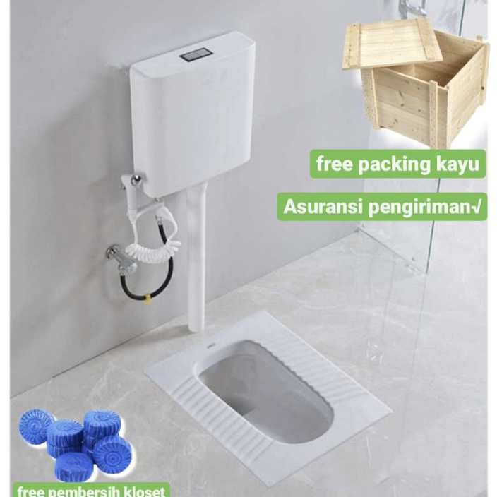 Terbaru.. Kloset | Closet Jongkok Flush Mr.tao bahan keramik + Water Tank Gratis packing kayu