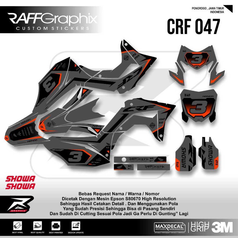 Decal sticker crf 150l - sticker sticker sticker crf hitam putih - decal crf putih