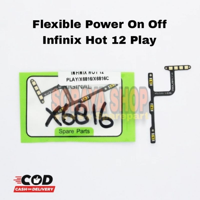 Flexible Tombol Power On Off Infinix Hot 12 Play X6816 X6816C Original