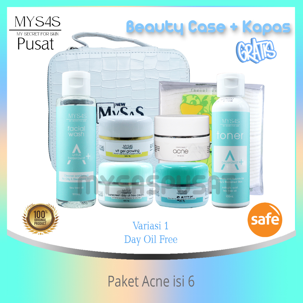 Mysas skincare paket jerawat isi 6 /mengatasi dan menyebuhkan  kulit berjerawat/ Acne / kulit putih 
