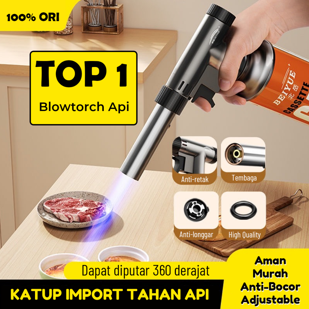 Portable Kepala Gas Torch BBQ Blow Torch Flame Gun Korek Metal Logam