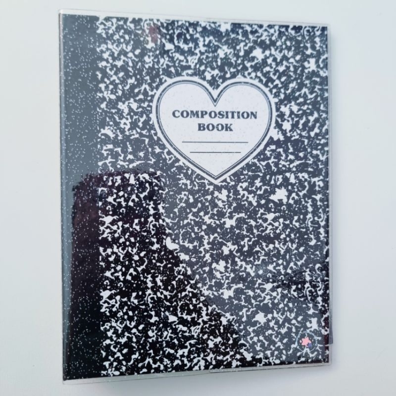 Binder A5 Lucalab Composition Book Black Hitam + Glitter PVC Cover