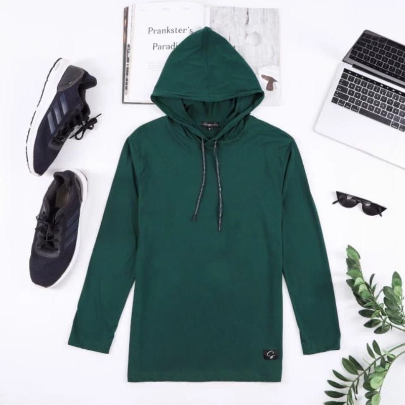 kaos Hoodie polos lengan panjang