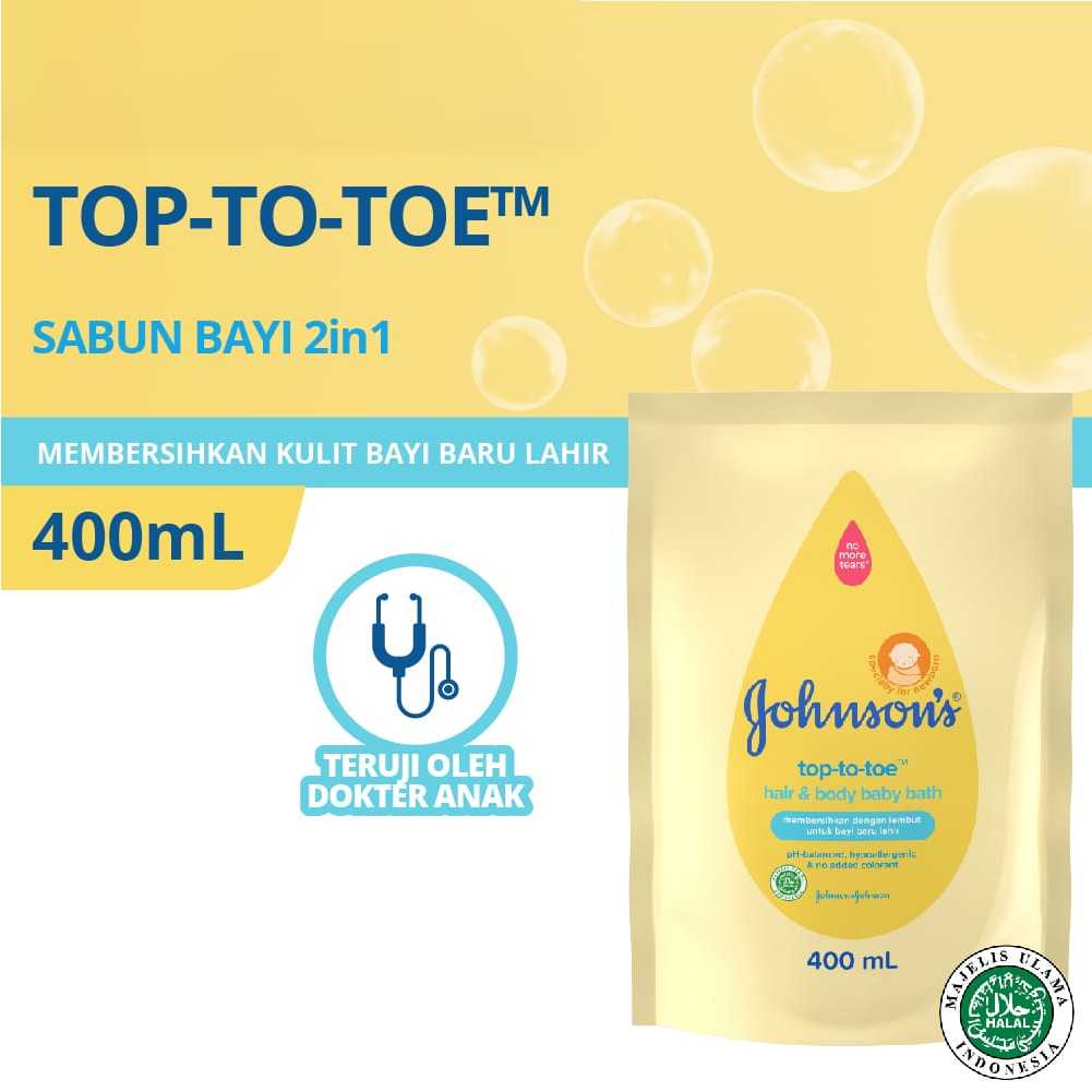 JOHNSON'S Top-to-Toe Hair &amp; Body Baby Bath - Sabun Bayi 2in1 Refill 400ml