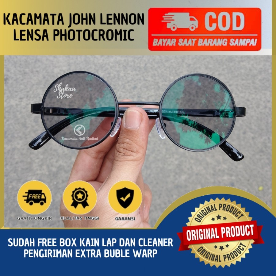 Kacamata Photocromic Anti Radiasi Pria Bulat John Lennon Klasik