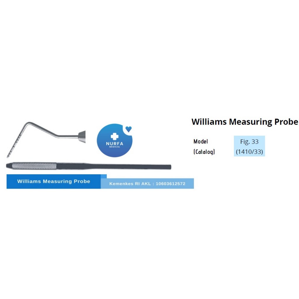 Wiliams Measuring Probe / Dental Probe Dilators / Williams Hatchet