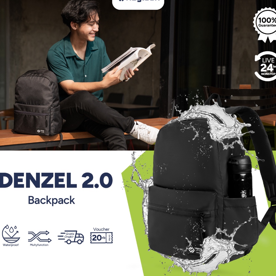 LarismanisFf4F9 HEYLOOK Official - Tas Ransel Laptop DENZEL 2.0 Waterproof Backpack Pria Wanita Tas 