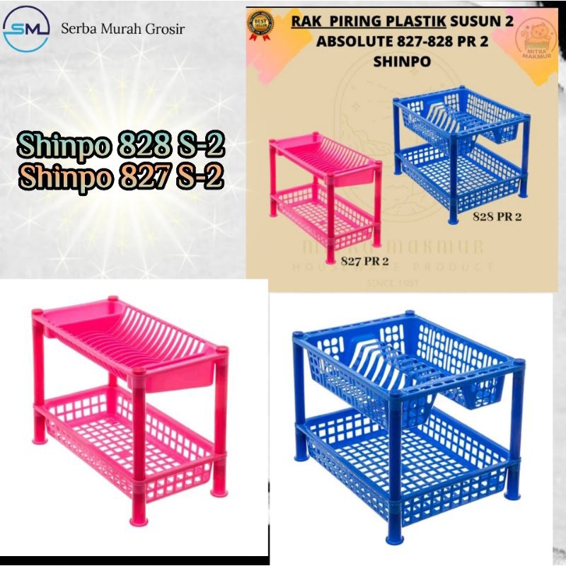 Rak Piring Serbaguna/Rak piring Mini/Rak Piring Plastik/Rak piring susun 2 Shinpo