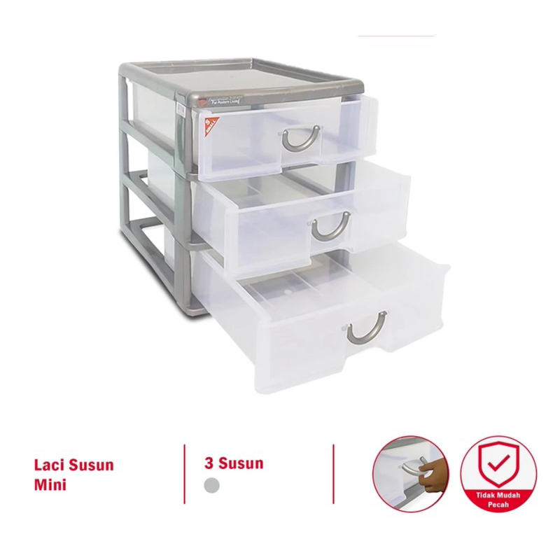 Shinpo Laci Susun Mini Plastik 3 Slot Mini Drawer Rak - SIP 355S3