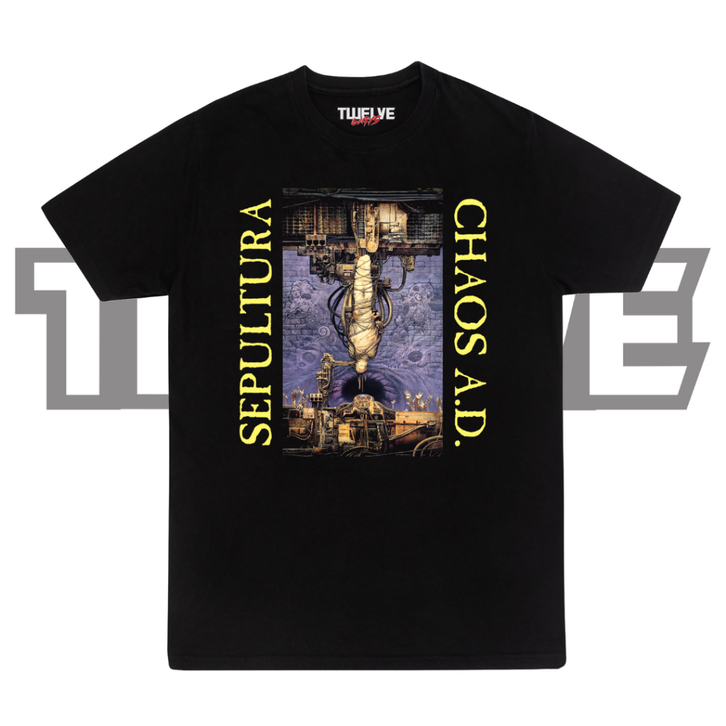 SEPULTURA Chaos A.D. Black Reguler T-Shirt | Atasan Pria Wanita | Kaos Musik Metal 90s Cewe Cowo Uni