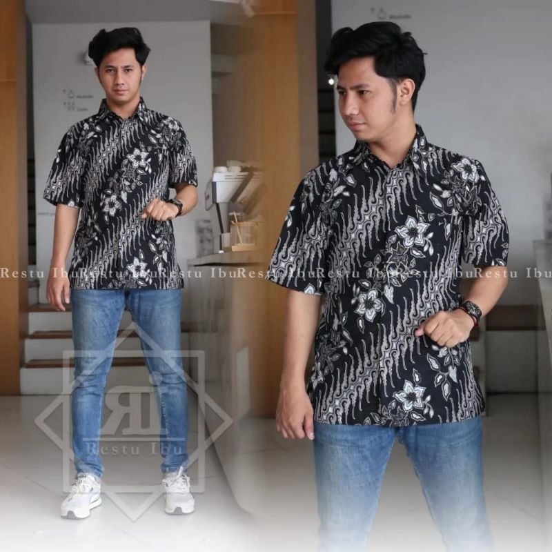 Kemeja batik lengan pendek aurel browen / hem batik pria pendek / kemeja batik formal terbaru