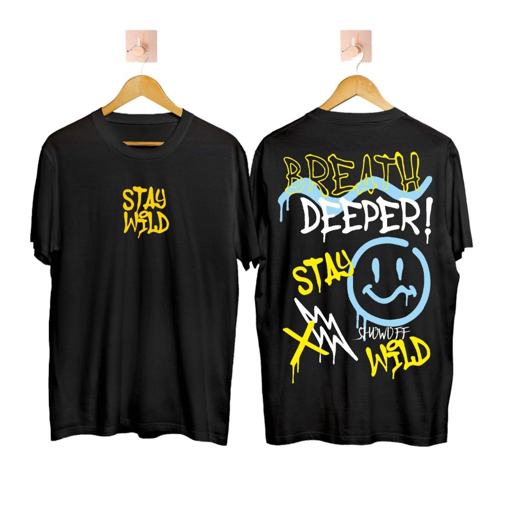 Baju Kaos Breath Deeper Hitam (COD)/Baju Brand Lokal/Brand Lokal Baju/Others/Kaos Pria Dewasa/Baju B