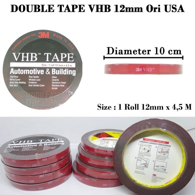 

4.4 HARGA GROSIR 3M VHB Double Tape Doubletape 12MM Ori USA 4900 CAD