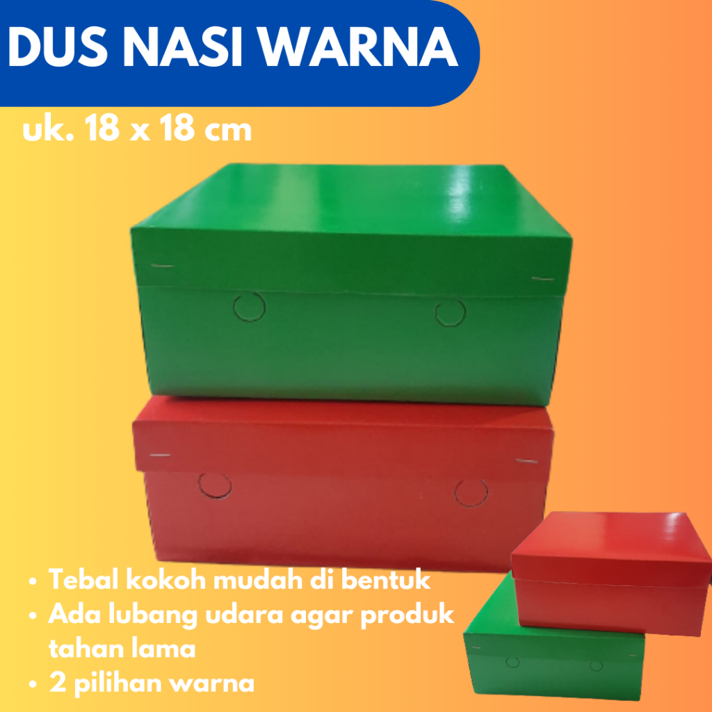 DUS NASI UK. 18 X 18 WARNA TANPA MOTIF|KOTAK / BOX NASI POLOS