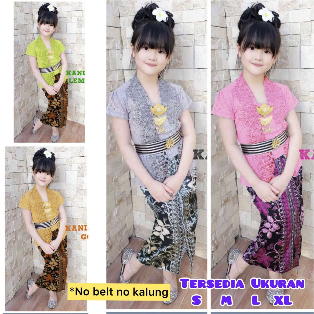 Satu Set Kebaya Anak Cewek Pakaian Kebaya Anak Perempuan Baju Kebaya Batik Anak Kebaya Brukat Baju A