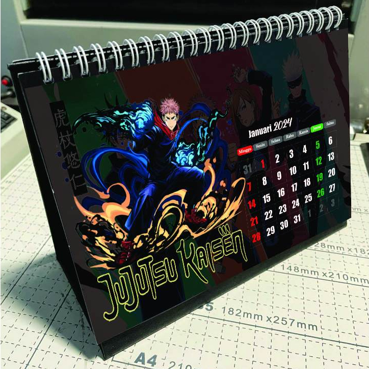 

Kalender Meja Duduk Desk Calendar Anime Jujutsu Kaisen 2025 Isi 12 Lembar Ukuran A5