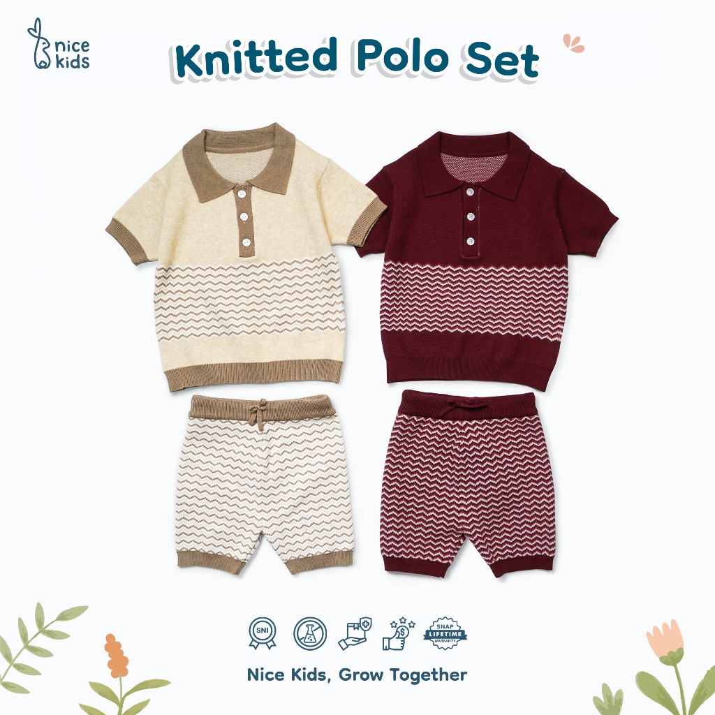 Nice Kids - Knit Polo Set (Setelan Anak Laki Laki 1-4 Tahun) Baju Celana Rajut Tebal Hangat Premium Bayi Boy Laki-Laki
