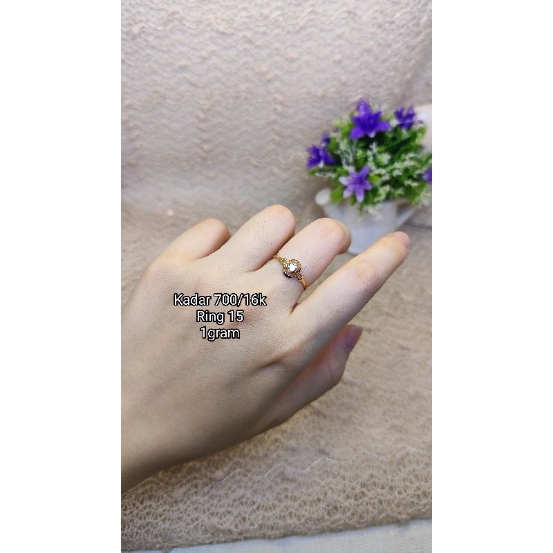 PERHIASAN EMAS ASLI CINCIN EMAS WANITA KADAR 700 16K CINCIN EMAS ASLI MURAH MODIS