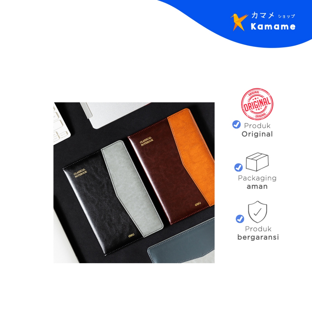 

Deli Leather Cover Notebook - Brown N134L - Kamame