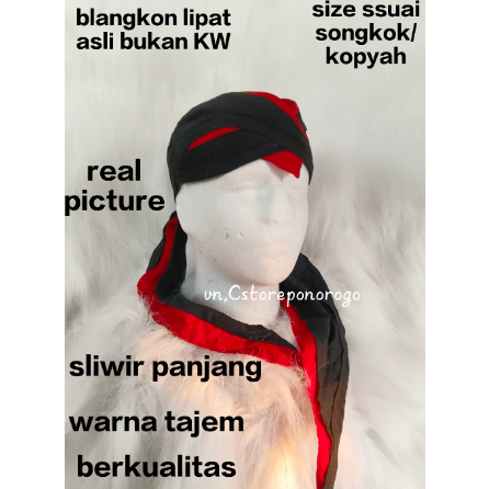 BLANGKON LIPAT ALUSAN LIS MERAH & PUTIH / blangkon gus miftah / blangkon warok
