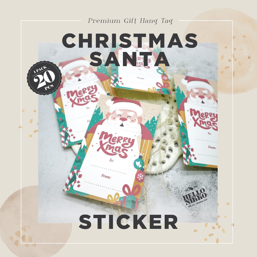 

Sticker Santa- Hang tag kartu ucapan kado sticker hampers parcel box dus ultah natal christmas cny ramadan lebaran