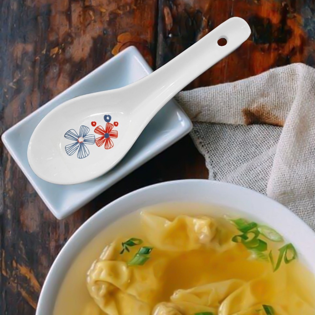 Nexxio Sendok Keramik Sup Jepang / Sendok Keramik Bebek Multifungsi White Polos dan Motif