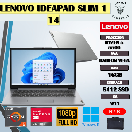LENOVO IDEAPAD SLIM 1 14 RYZEN 5 5500 16GB 512GB 14.0 FHD