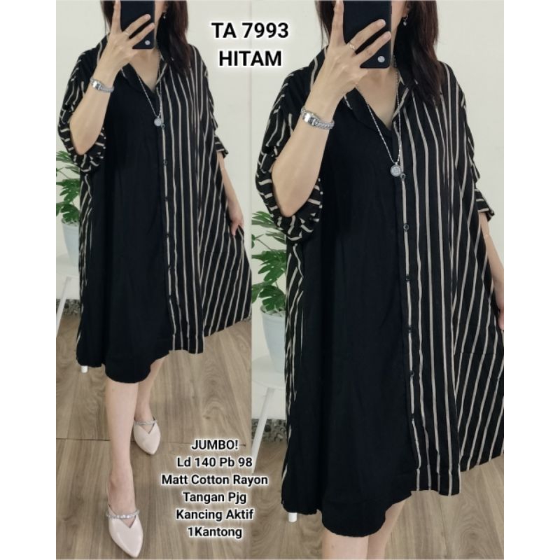 TA 7993. Tunik Jumbo Cotton Rayon Salur Kombi