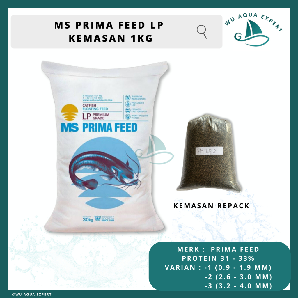 REPACK 1 Kg  PRIMA FEED LP PAKAN LELE PREMIUM GRADE PF NILA GURAME BANDENG PATIN MS MATAHARI SAKTI P