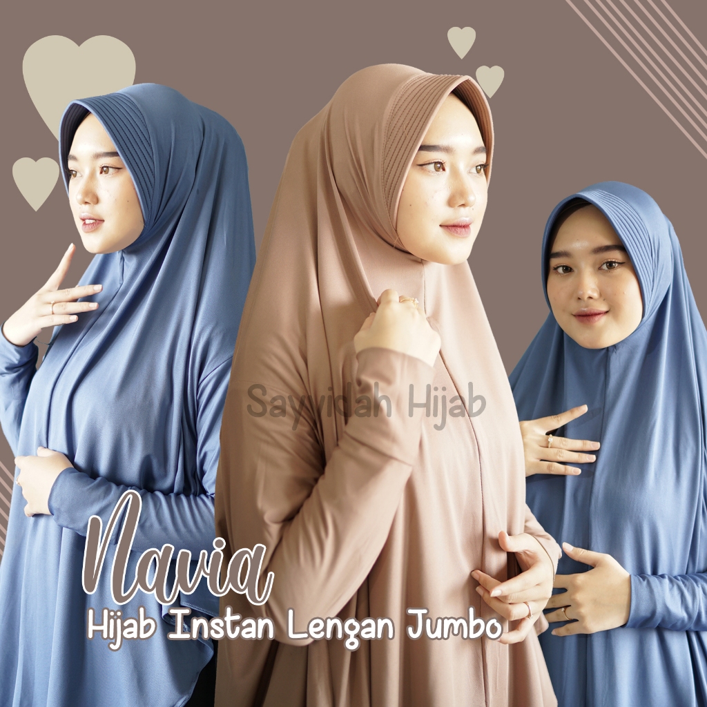 Hijab Instan Lengan Super Jumbo Syar'i Navia/ Jilbab Super Jumbo Instan Syar'i dengan Lengan