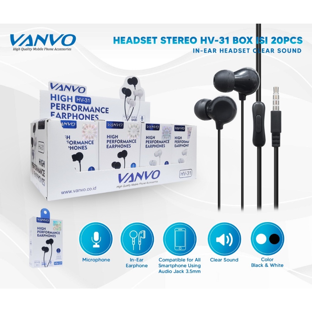 HF HEADSET HANDSFREE VANVO HV31 KARET BAS