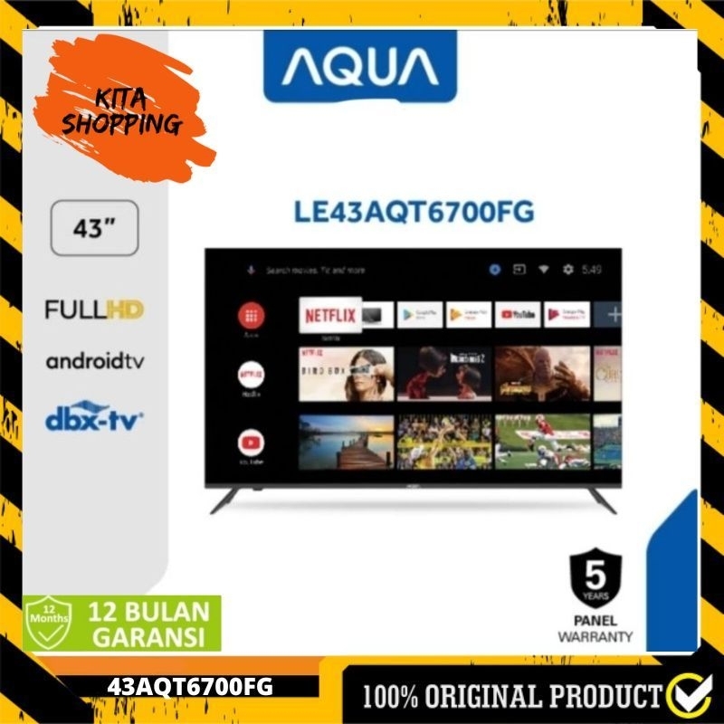 LED Smart Android FHD TV 43" AQUA LE-43AQT6700FG 43 inch 43AQT6700 FG