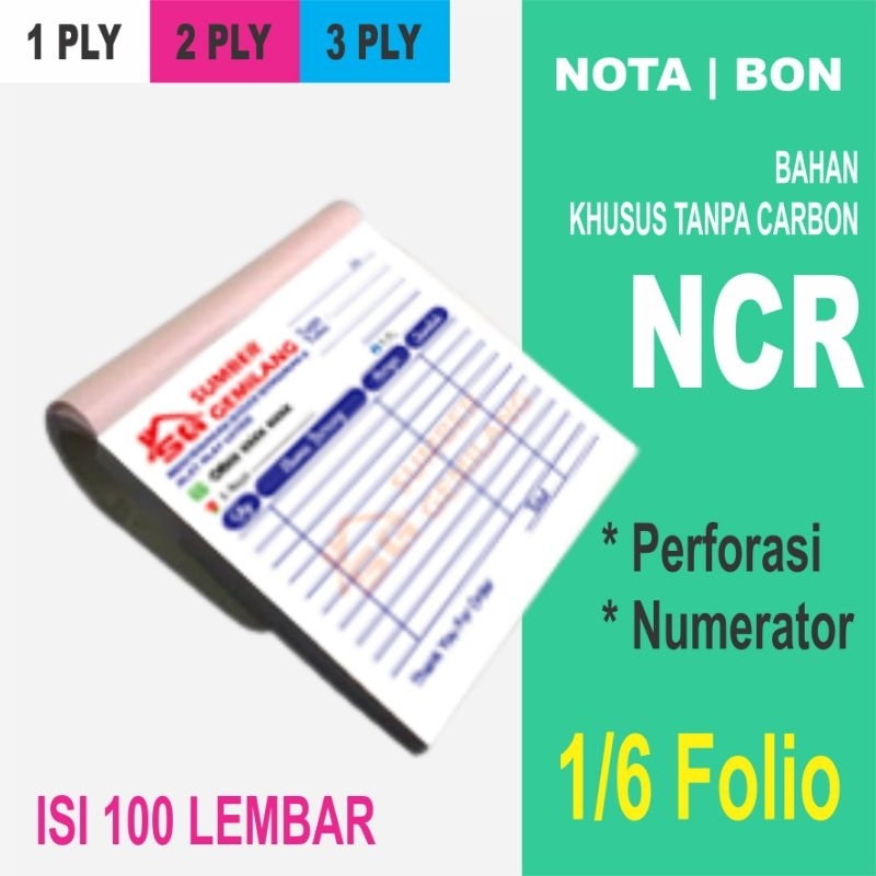 

Cetak Nota Custom Ukuran 1/6 Folio isi 100 Lembar FREE DESAIN