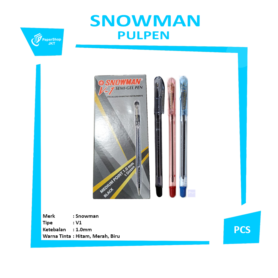 

SNOWMAN - Pulpen - Pen Warna V1 1.0mm - Pcs