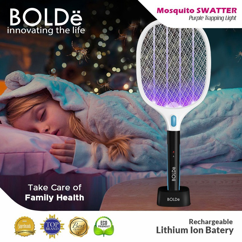 BOLDe Super SWATTER Purple Light - BOLDe Raket nyamuk Super Swatter 2 IN 1