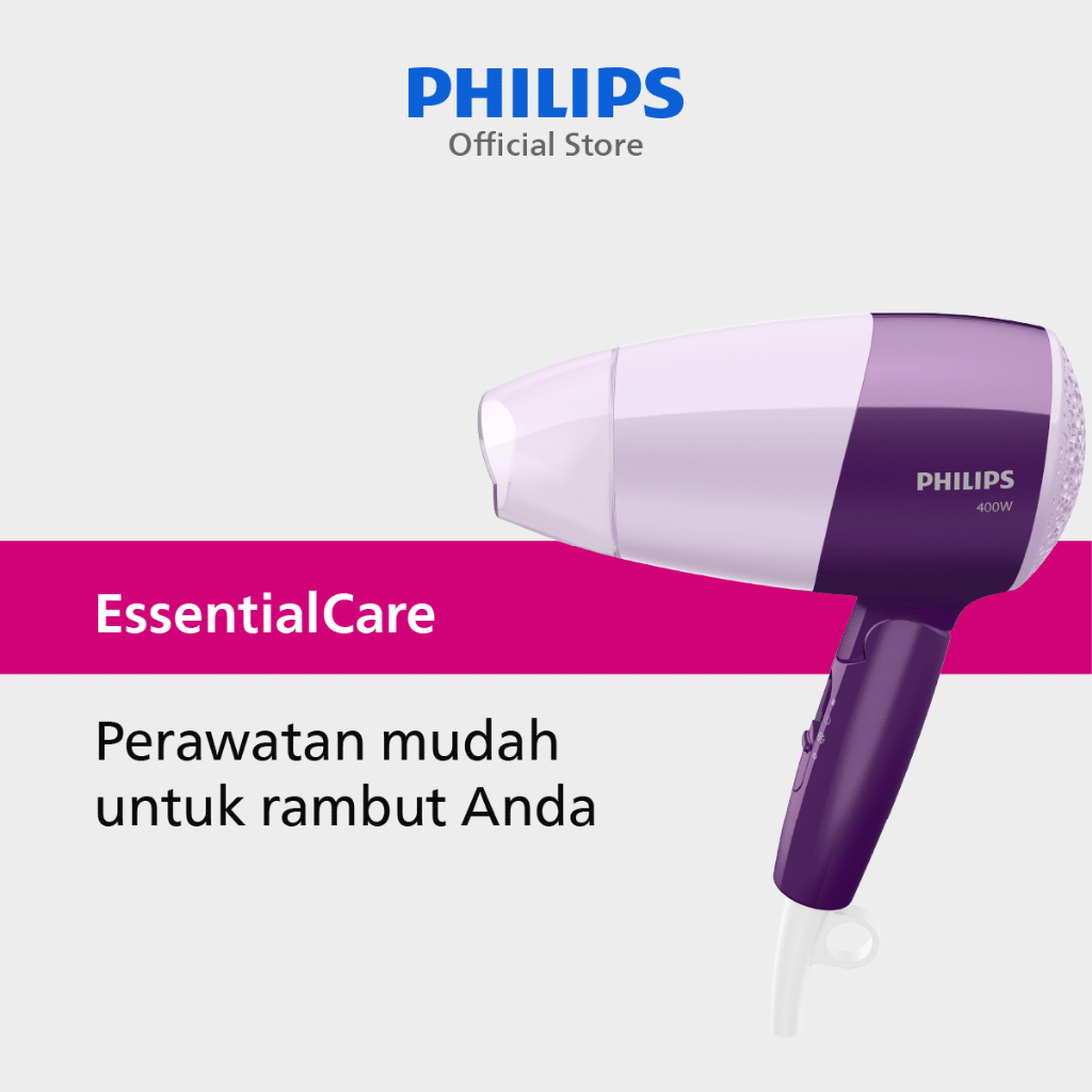Philips | Hair Dryer EssentialCare | Pengering Rambut | Melindungi Rambut dengan ThermoProtect Tekno