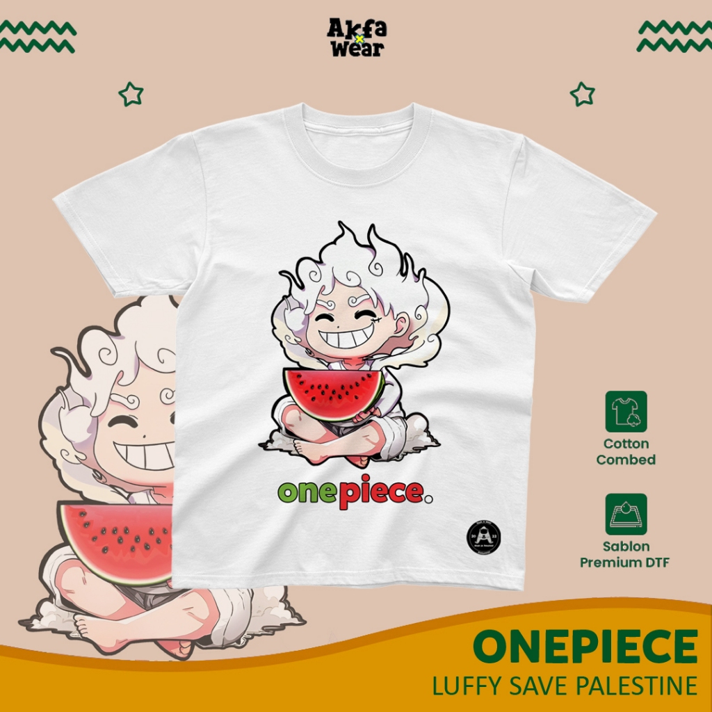 Kaos Anak UNISEX | Kaos Anak Distro |  Luffy Gear 5 | Akfa X Wear | Save Palestina