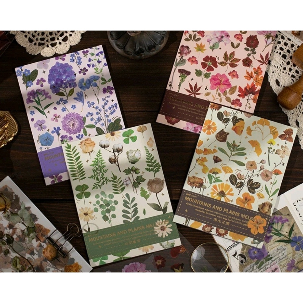 

MOUNTAINS AND PLAINS MELODIES STICKER PAT FLOWER LEAF ECER STICKER BUJO JOURNALING SCRAPBOOK DECORATIONS