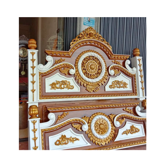 dipan tempat tidur ranjang rangka tempat tidur kayu jati solid gong ukiran mewah asli jepara elegan 