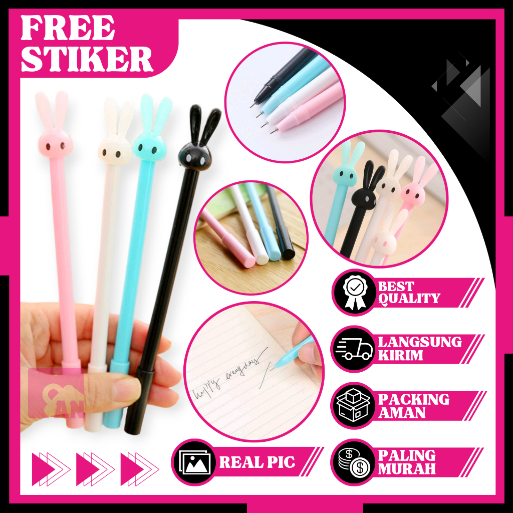 

1PCS Pulpen Motif Lucu Kelinci Pena Unik Karakter Rabbit Pen Alat Tulis Sekolah Kantor Bolpen Gel A193