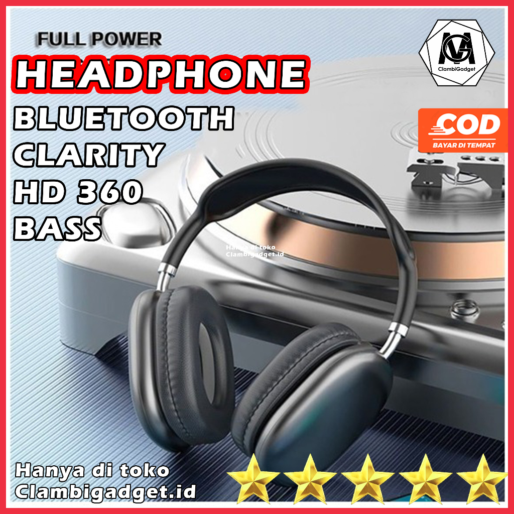 Headphone P9 Wireless Bluetooth V5.1 Full Bass Stereo Bluetooth Nirkabel Ada Mikrofon Headset Noise 