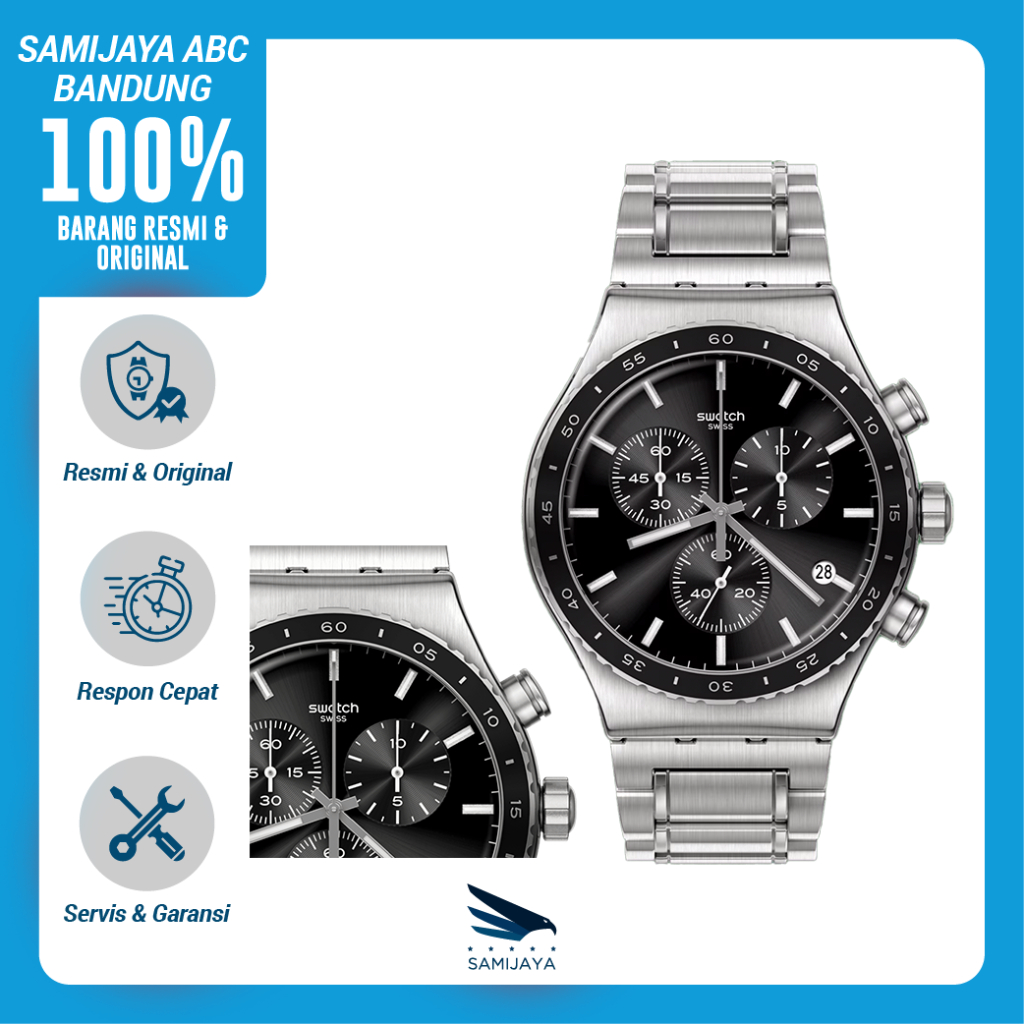 Jam Tangan Pria Swatch YVS495G Stainless Irony At Night Original Resmi