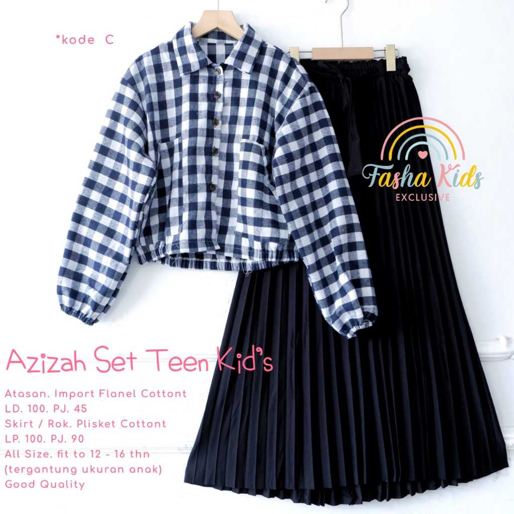 [ORI 100% Fasha Kids] AZIZAH / YURIKA / ALIKA SET KIDS PAKAIAN ANAK REMAJA PEREMPUAN SETELAN ATASAN 
