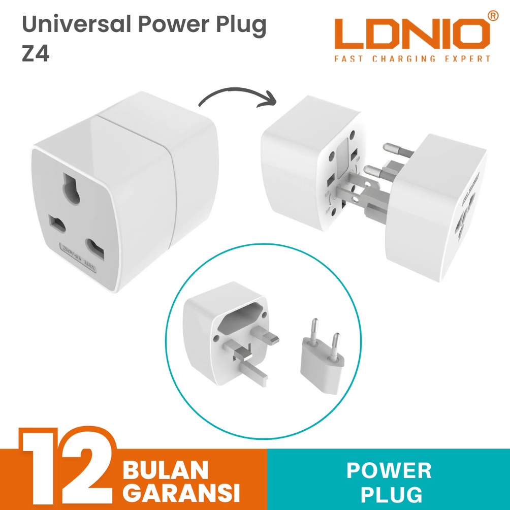 Terbaru Universal PLUG LDNIO Z4 Travel Socket Adapter 6A ORIGINAL LDNIO K0E